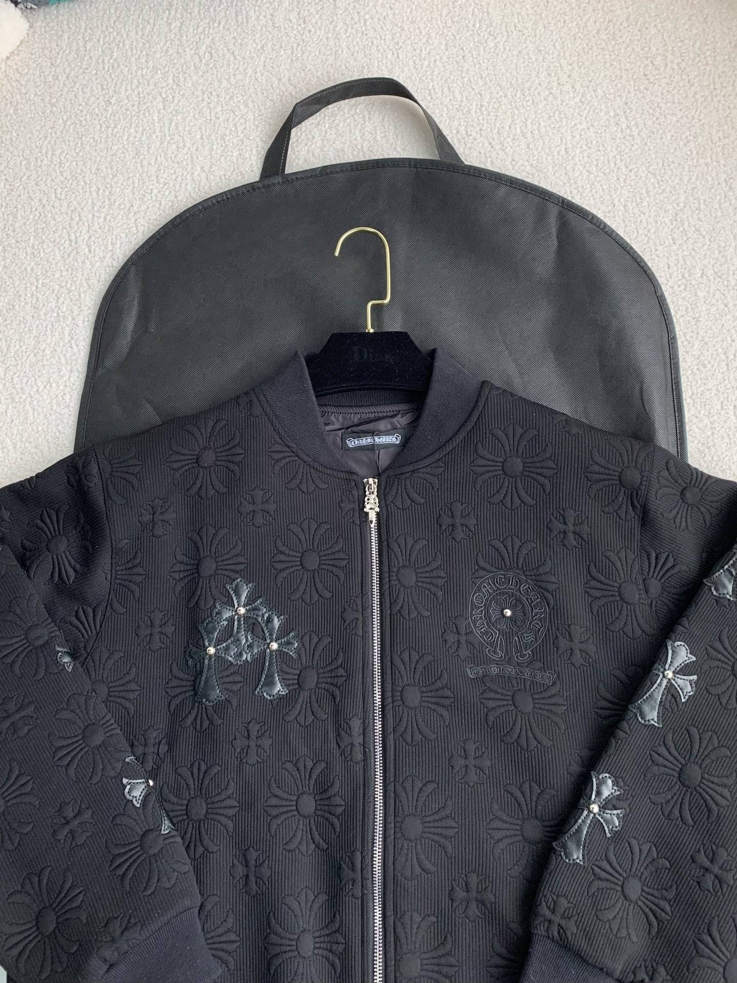 Ch*0me He**ts embroidered patchwork wool baseball jacket