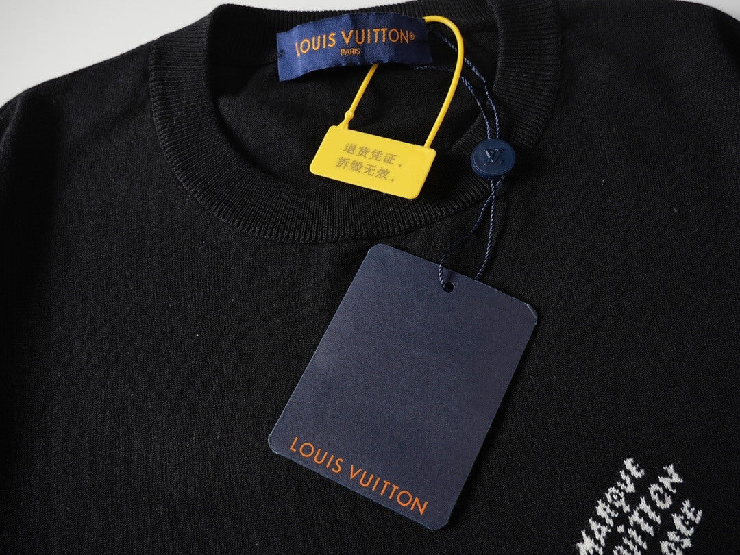 Letter Sleeve Knit T Shirt