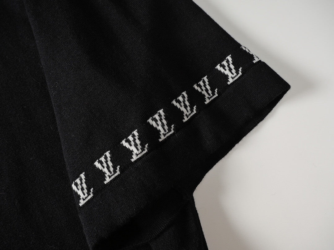 Letter Sleeve Knit T Shirt