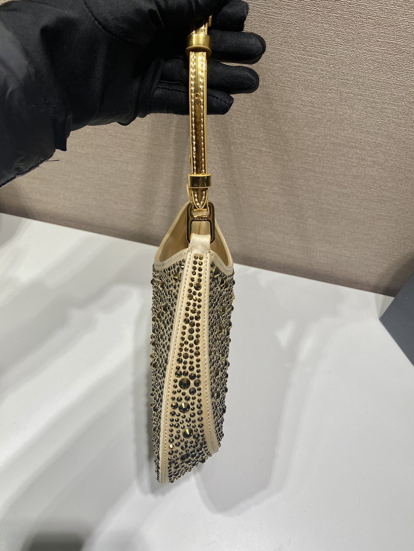 Prada Cleo Satin Bag With Crystals