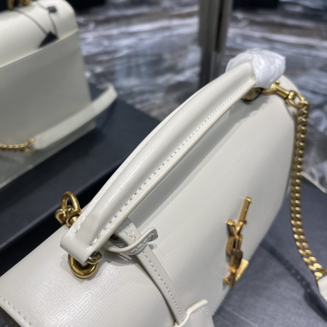 Ysl Sunset Medium Top Handle In Smooth Leather