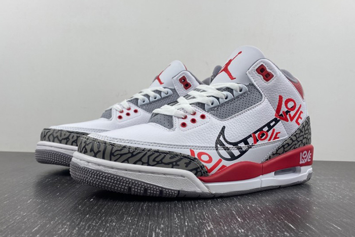 Air Jordan 3 GS  White Gray Red Seal Hook Korean DN3707-160