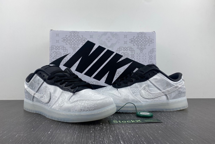 CLOT x fragment x Nike Dunk Low Colorway: White/Black  FN0315-110