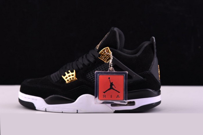 Air Jordan 4 ''Royalty'' Black/Metallic Gold-White mens 308497-032