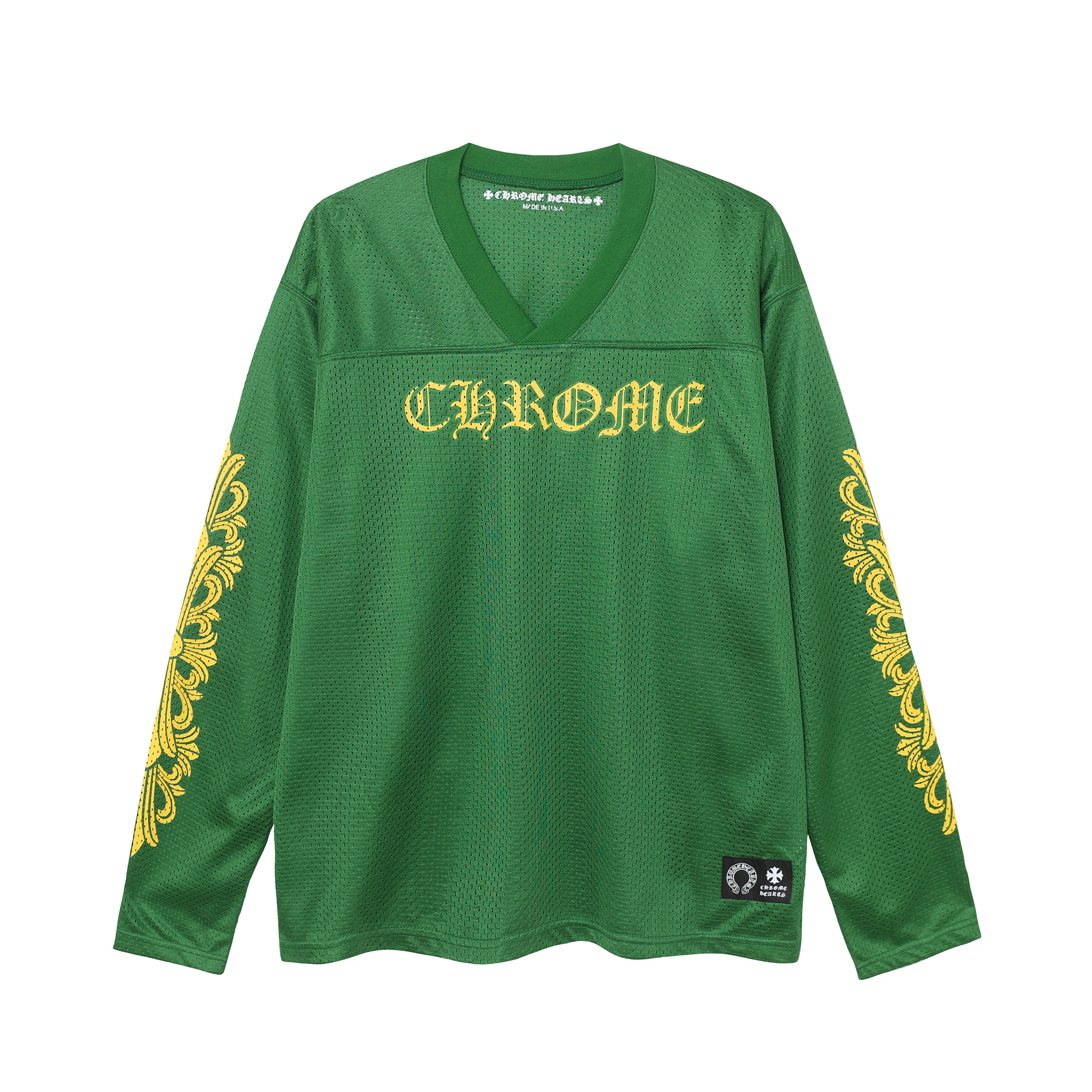 Ch*0me He**ts ice hockey collection silver-plated floral sleeve long sleeve t-shirt - unisex green