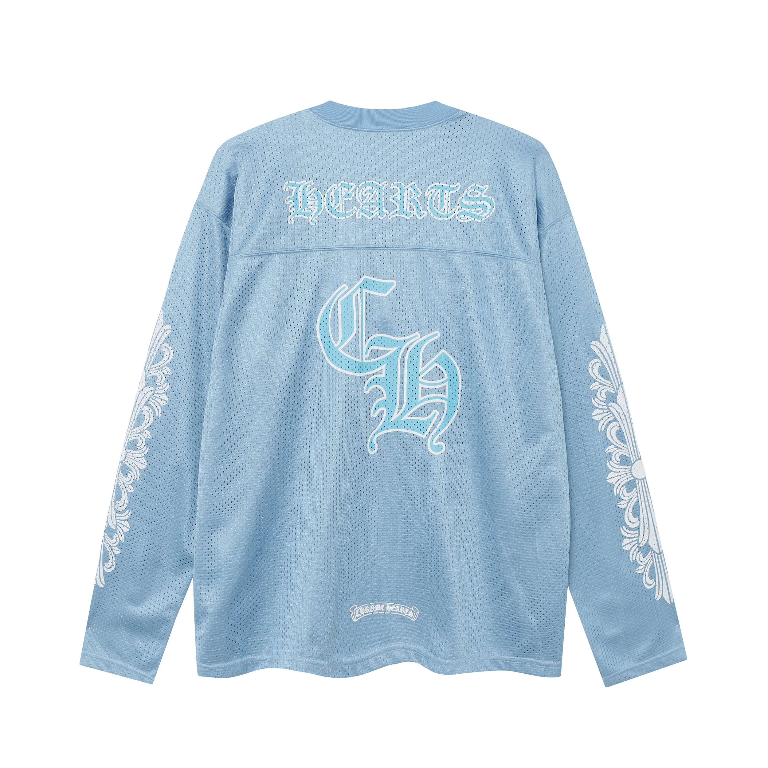 Ch*0me He**ts ice hockey collection silver-plated floral sleeve long sleeve t-shirt - unisex light blue