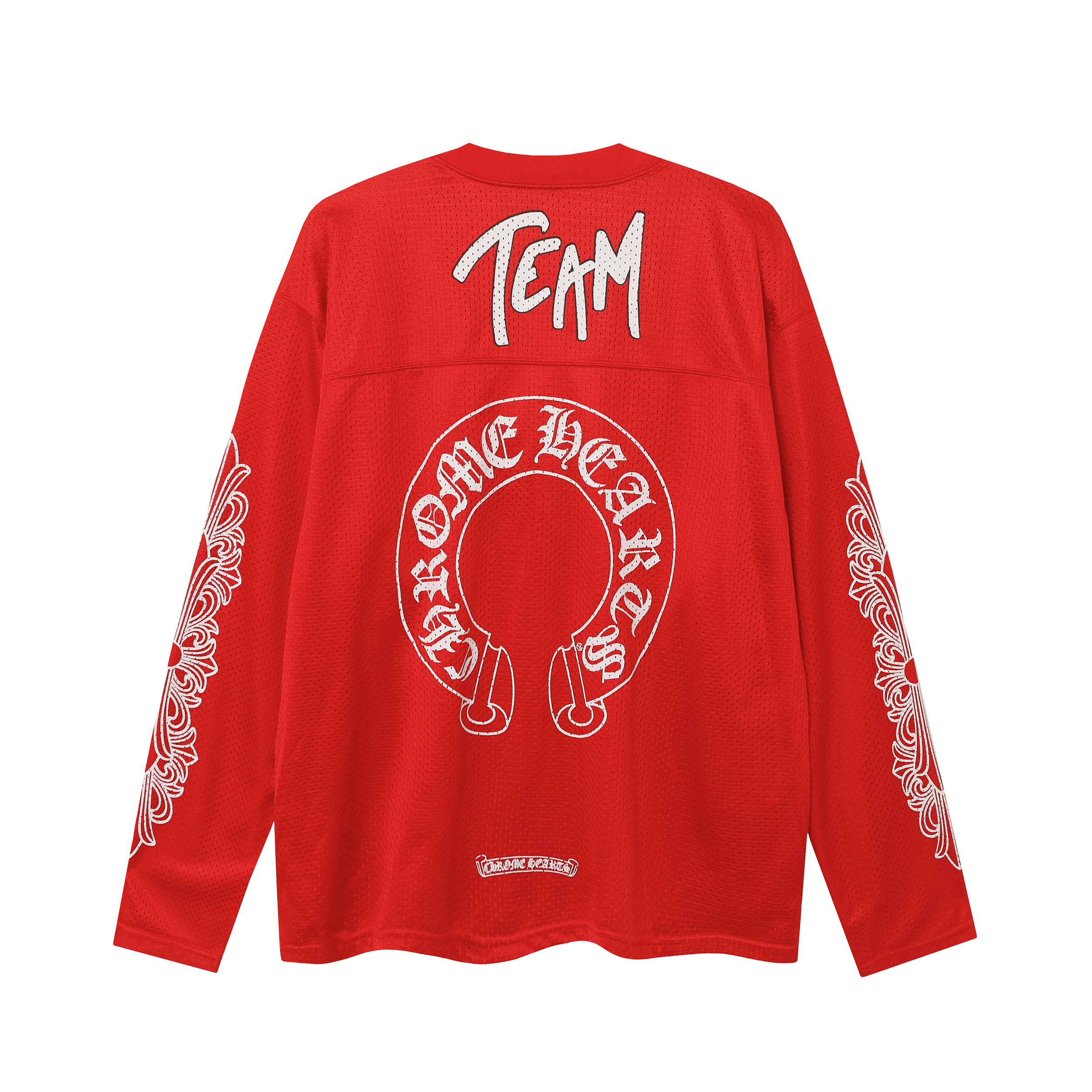 Ch*0me He**ts ice hockey collection silver-plated floral sleeve long sleeve t-shirt - unisex red
