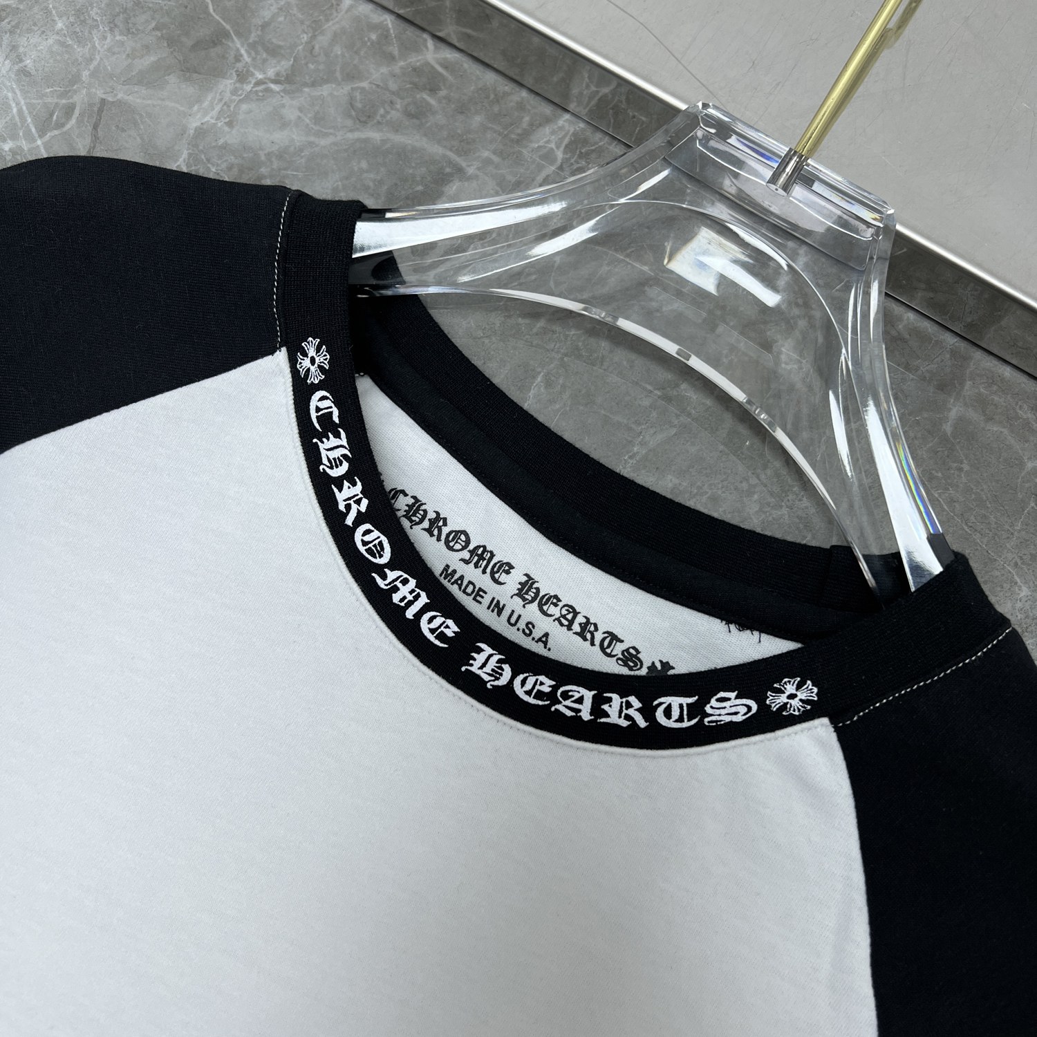 Ch*0me He**ts unisex ch raglan sleeve long-sleeve t-shirt - round neck, black/white