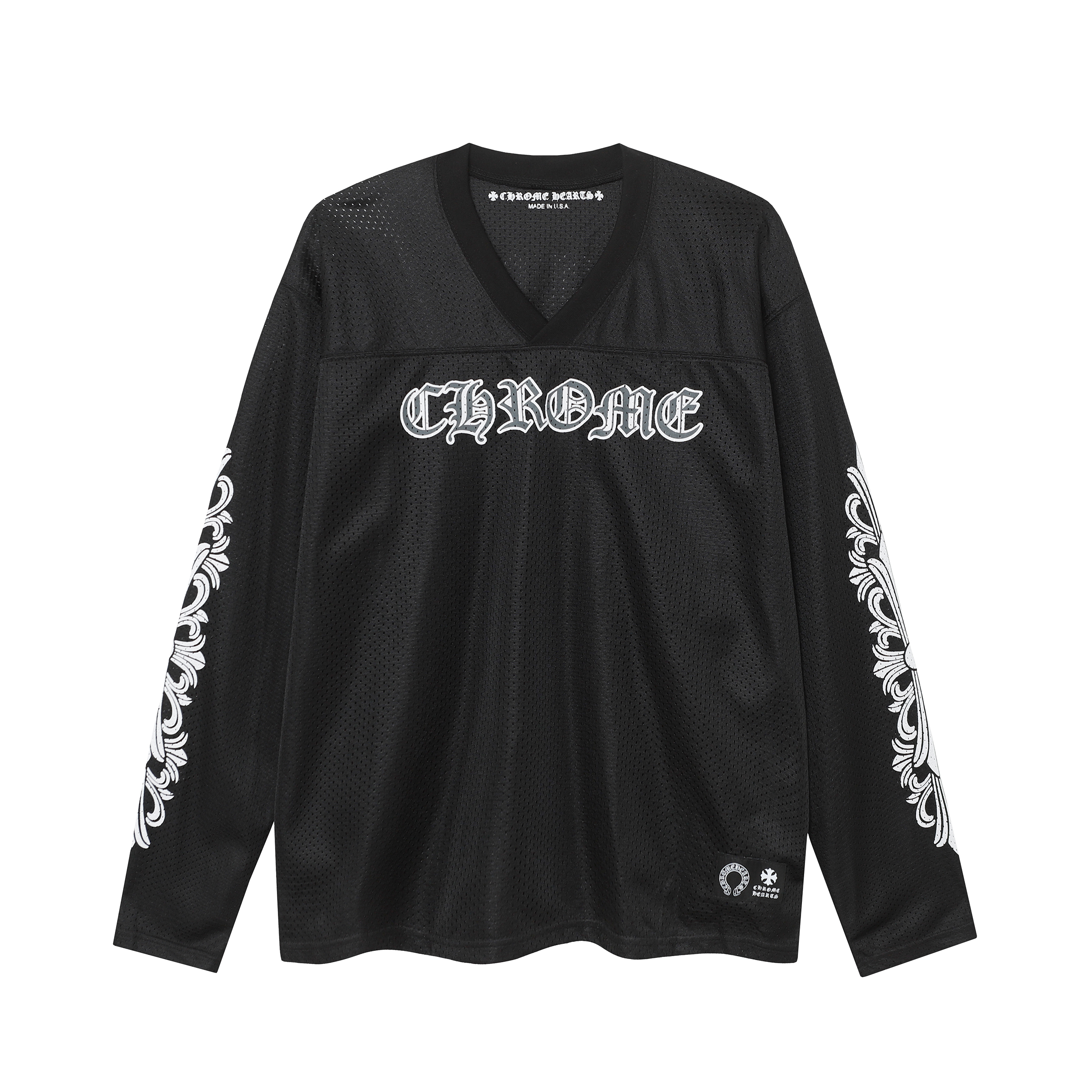 Ch*0me He**ts ice hockey collection silver-plated floral sleeve long sleeve t-shirt - unisex black