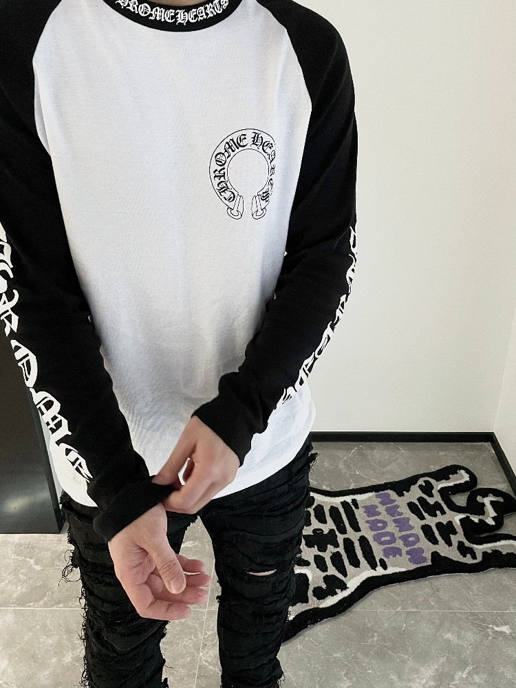 Ch*0me He**ts unisex ch raglan sleeve long-sleeve t-shirt - round neck, black/white