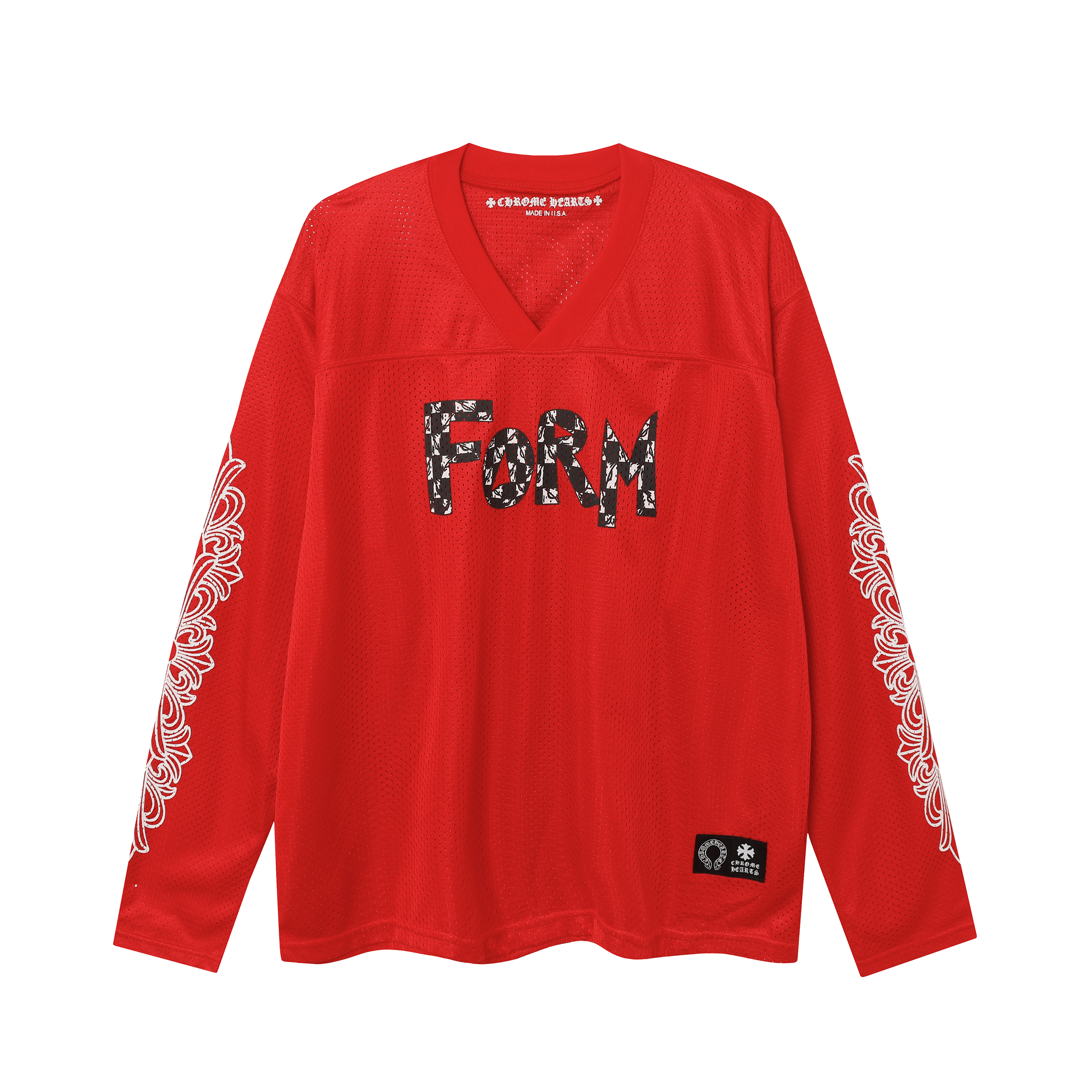 Ch*0me He**ts ice hockey collection silver-plated floral sleeve long sleeve t-shirt - unisex red