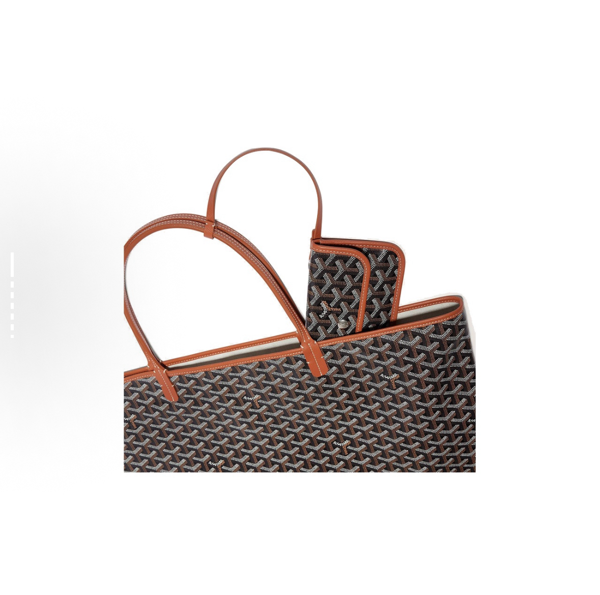 GOYARD Goyard Saint Louis Monogram Y-Pattern Leather Handles Canvas Linen Cotton Tote Bag with Calfskin Trim, Mother & Baby Tote Bag, Shopping Bag, Handbag