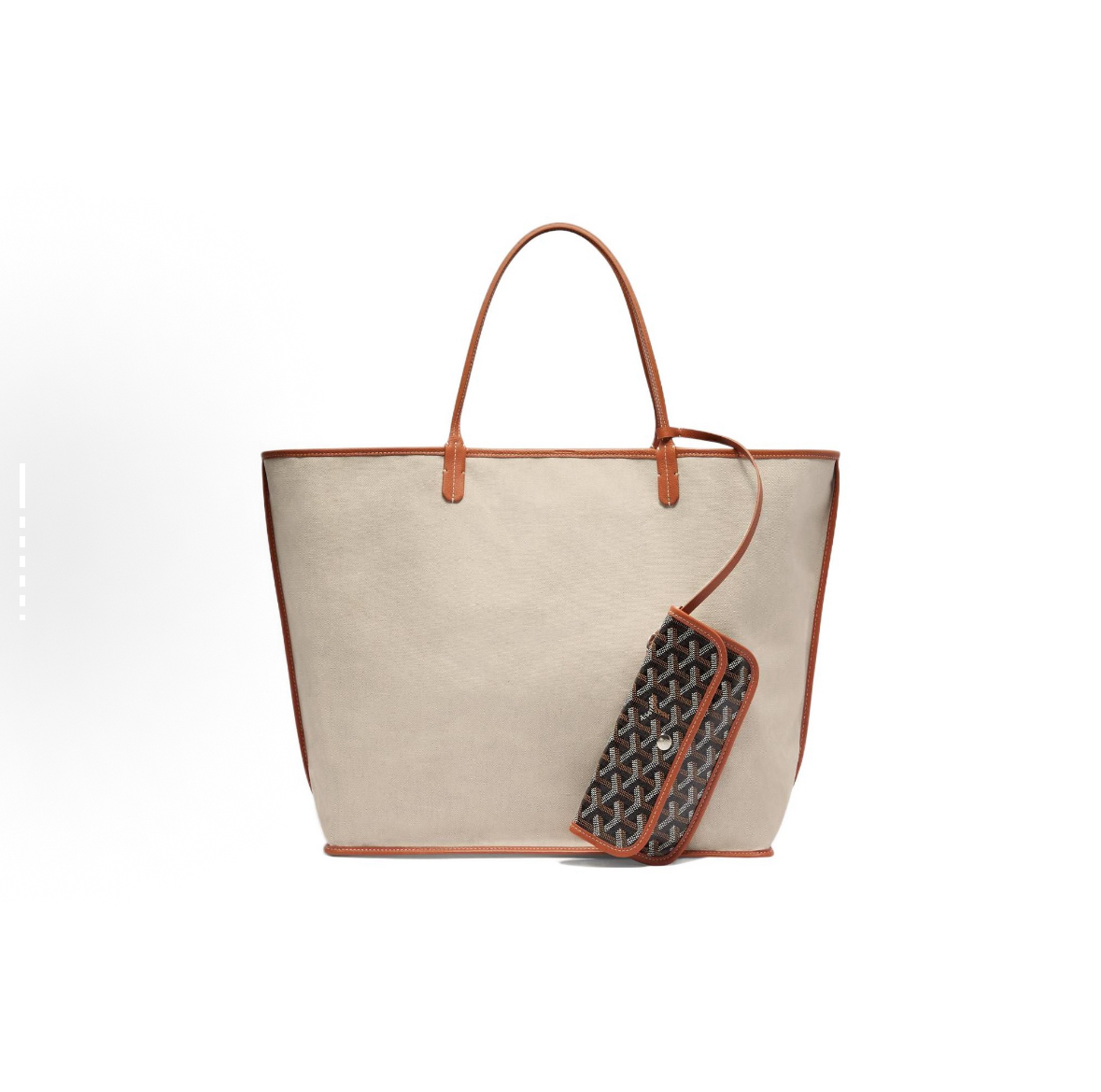 GOYARD Goyard Saint Louis Monogram Y-Pattern Leather Handles Canvas Linen Cotton Tote Bag with Calfskin Trim, Mother & Baby Tote Bag, Shopping Bag, Handbag